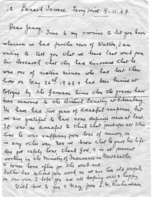 Letter from John Richardson's mother 1948