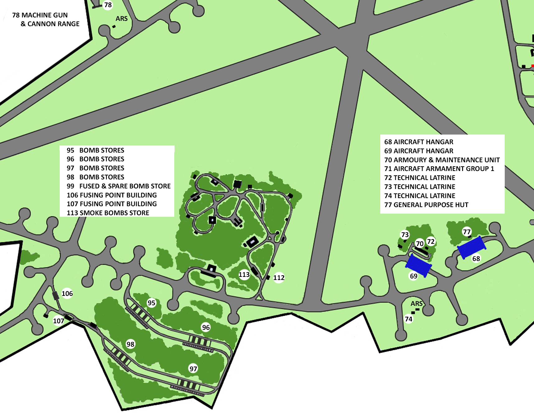RAF Elvington Plan 1944 Bomb Area